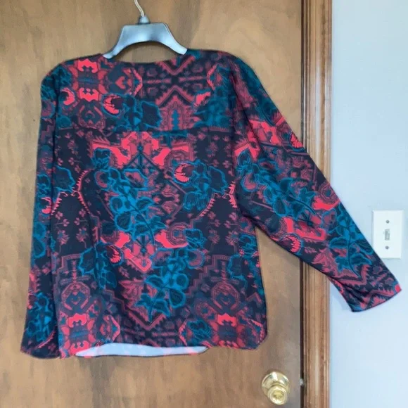 Ella abstract floral printed top office blouse retro vibe 2X - Picture 16 of 17